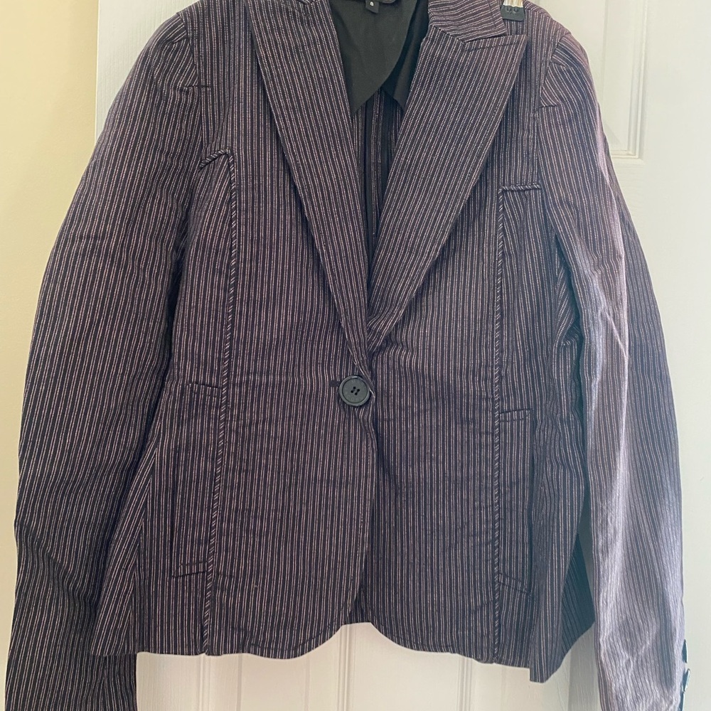 Marc Jacobs Purple Pinstripe Single-Button Blazer